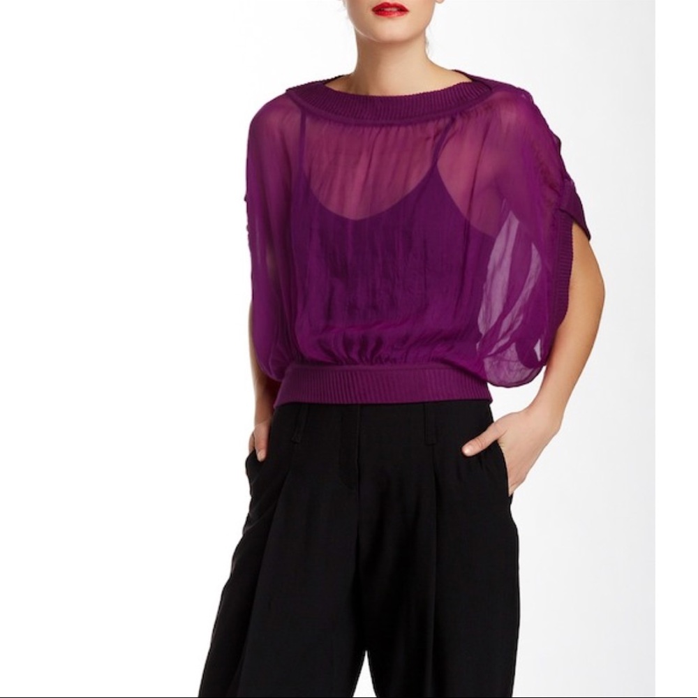 L.A.M.B. Silk Chiffon Top